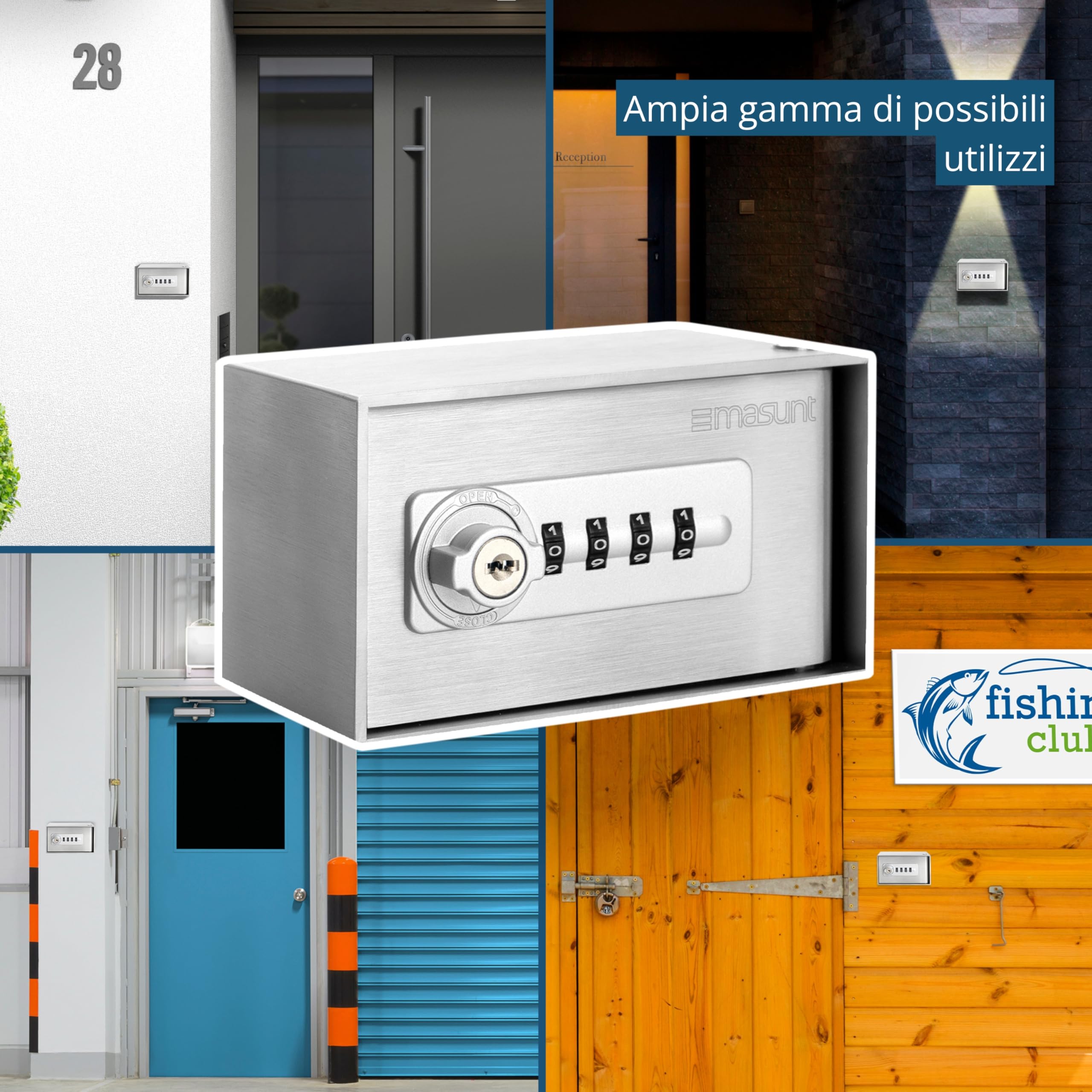 masunt chiavi depot 520 M Code | Cassaforte per chiavi di alta qualità con serratura a combinazione | Anti-rottura | In acciaio inox V2A massiccio | Dimensioni compatte