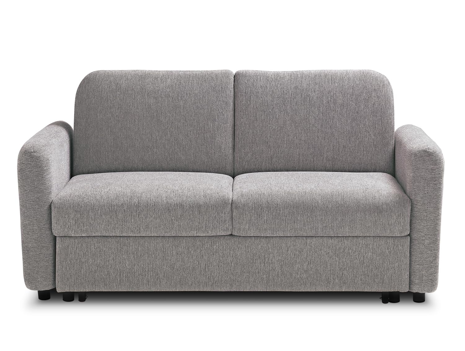 EVERGREENWEB - Divano Letto 2 Posti Matrimoniale L165xP90xA80 cm Moderno Tessuto Beige, Schienale Reclinabile a Doppio Cuscino, Sofà con Chaise Longue Estraibile, Struttura Imbottita Pieghevole, NELLY