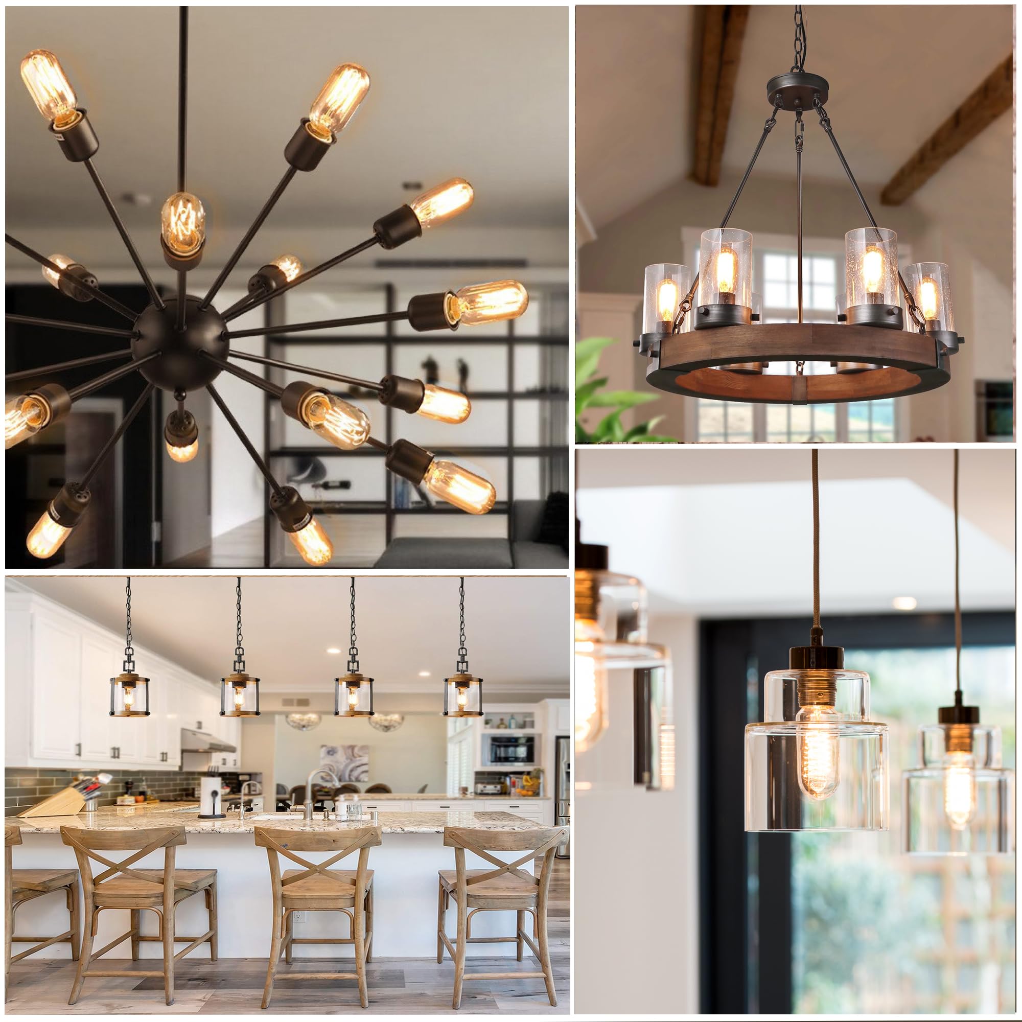 T45 LED Vintage Edison Bulbs 40 Watt Equivalent 4W LED Antique Light Bulbs Decorative 2200K Amber Warm Light — view 6