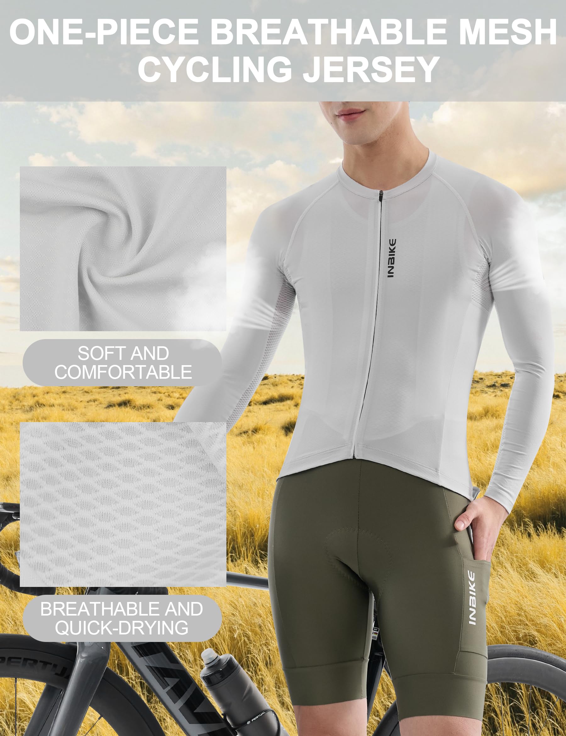 INBIKE Maillot Cyclisme Homme - Haut Vélo Respirant 3 Poches Arrière,Confortable Séchage Rapide,Vêtement VTT Route