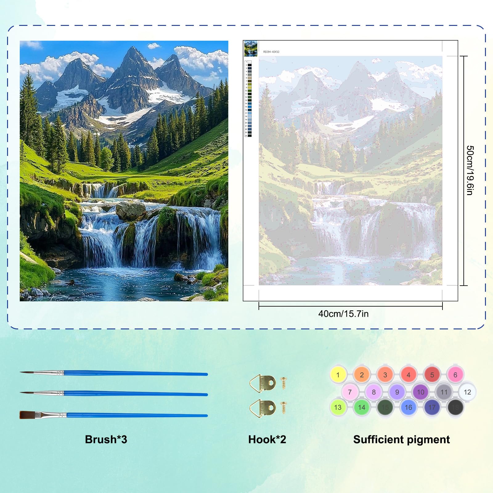 MAXBYE Pintar Por Números Para Adultos – Paisaje Montaña, Kit De Óleo Sobre Lienzo DIY Para Principiantes, Incluye Pinceles Y Pigmentos Acrílicos, Decoración De Pared 40x50 Cm