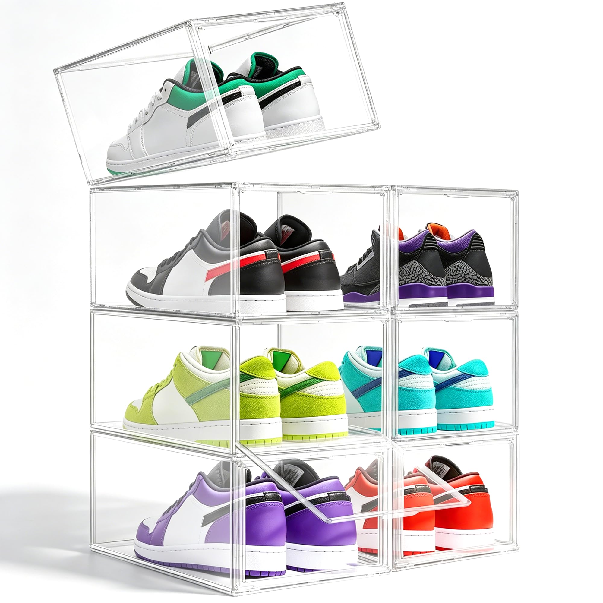 Photo 1 of 1 Pack Clear Shoe Boxes with Acrylic Drop Front Magnetic Door, Size 12