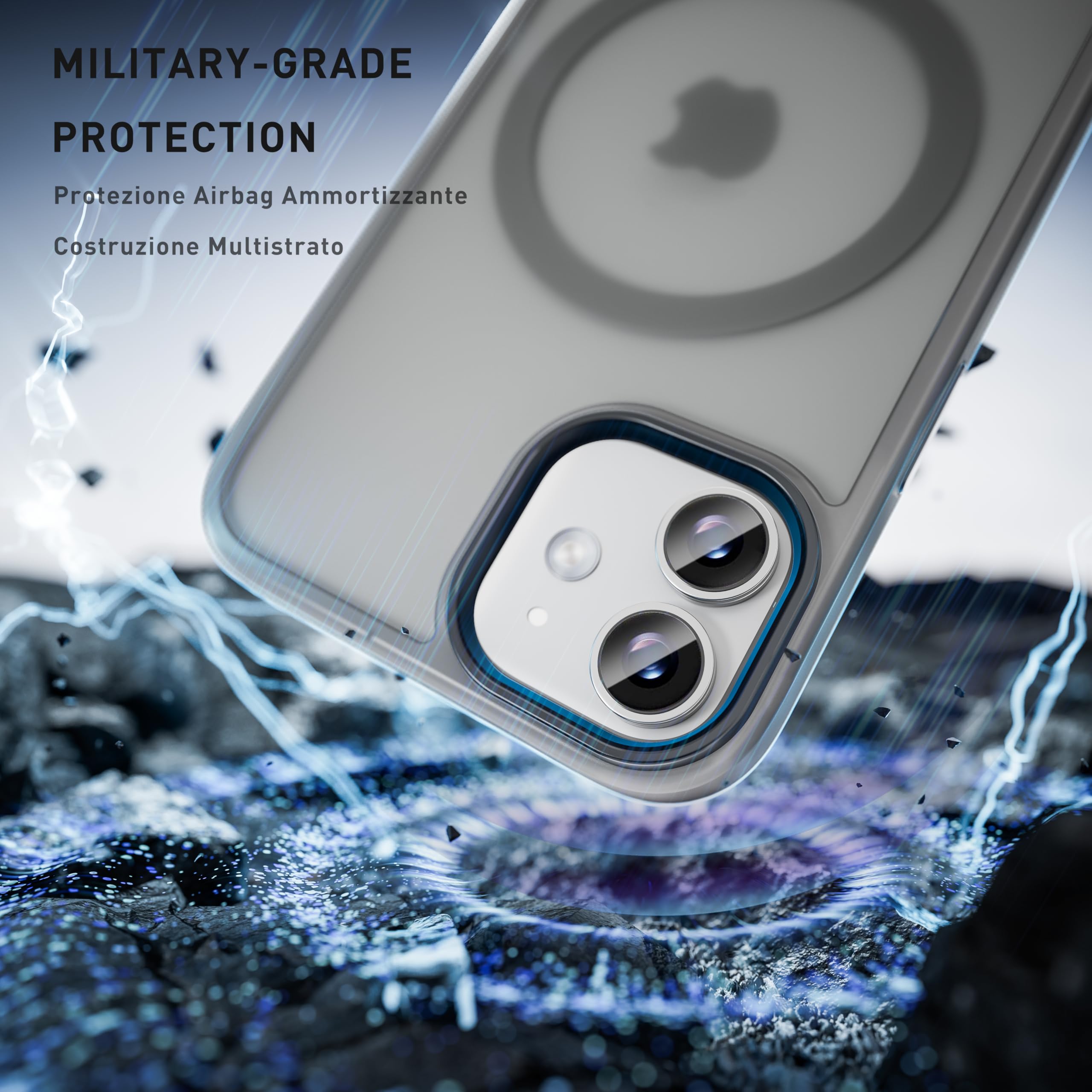 tigratigro Cover Magnetica per iPhone 11, Compatibile con MagSafe, Custodia Traslucida Opaca Posteriore Sottile Antiurto Protettiva Case, Protezione Antiurto di Grado Militare, Argento