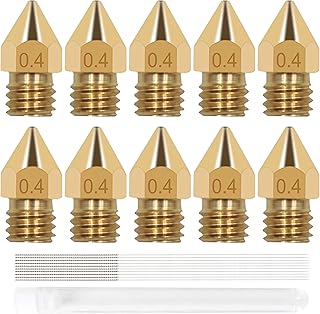 LKGEGO 3D Printer Nozzles, 10PCS 0.4mm/1.75mm MK8 Extruder Nozzles with 10PCS Nozzle Cleaning Needles 3D Extruder Nozzles Print Head for Makerbot Creality CR-10 Ender 2 3/3pro 5