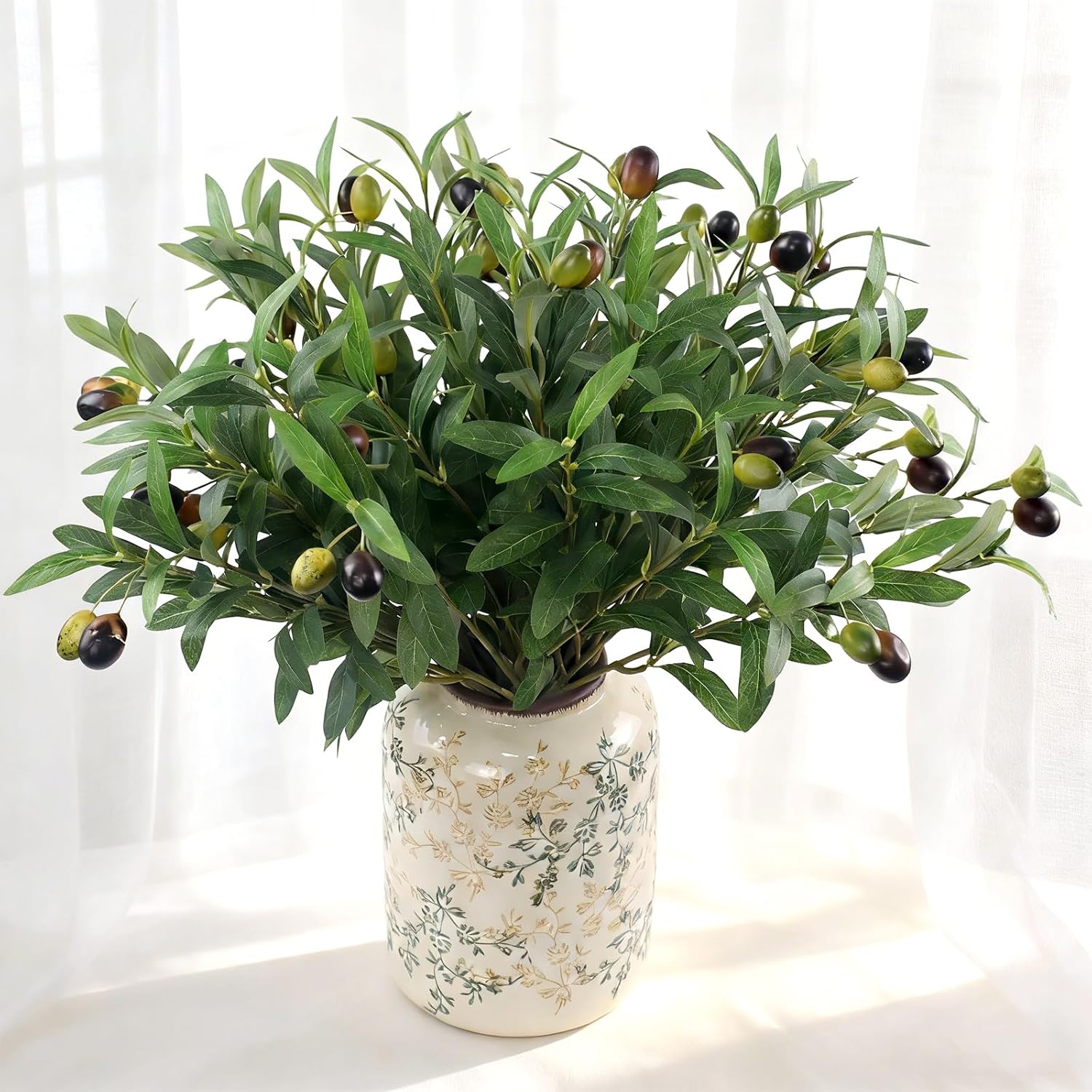 Artificial Olive Potted Tree, 28" Tall Tabletop Fake Olive Tree with Fruits Lifelike Faux Greenery Plants in Pot for Indoor Livingroom Kitchen Bedroom Office Home Decor (B)
