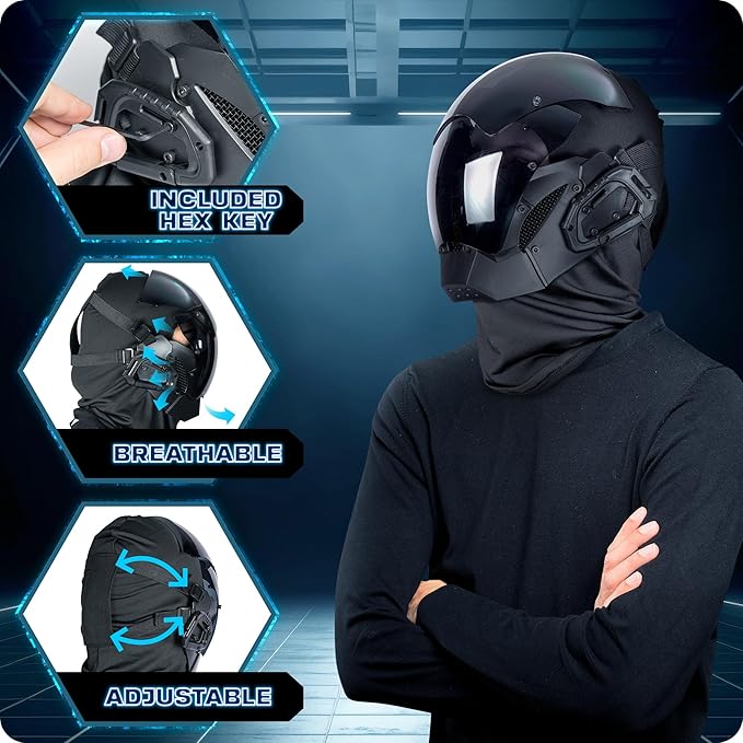 Máscara Punk Cyber para Halloween, Casco Ajustable Cosplay miniatura 4