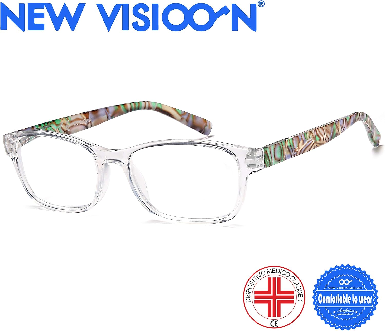 NEWVISION®Occhiali Premontati da Lettura,Occhiali da Vista Lettura  Presbiopia per Donna e Uomo,Stile Unisex, Montatura Leggero con Aste  Cerniera a Molla NV0138(+1.50, trasparente) : Amazon.it: Salute e cura  della persona