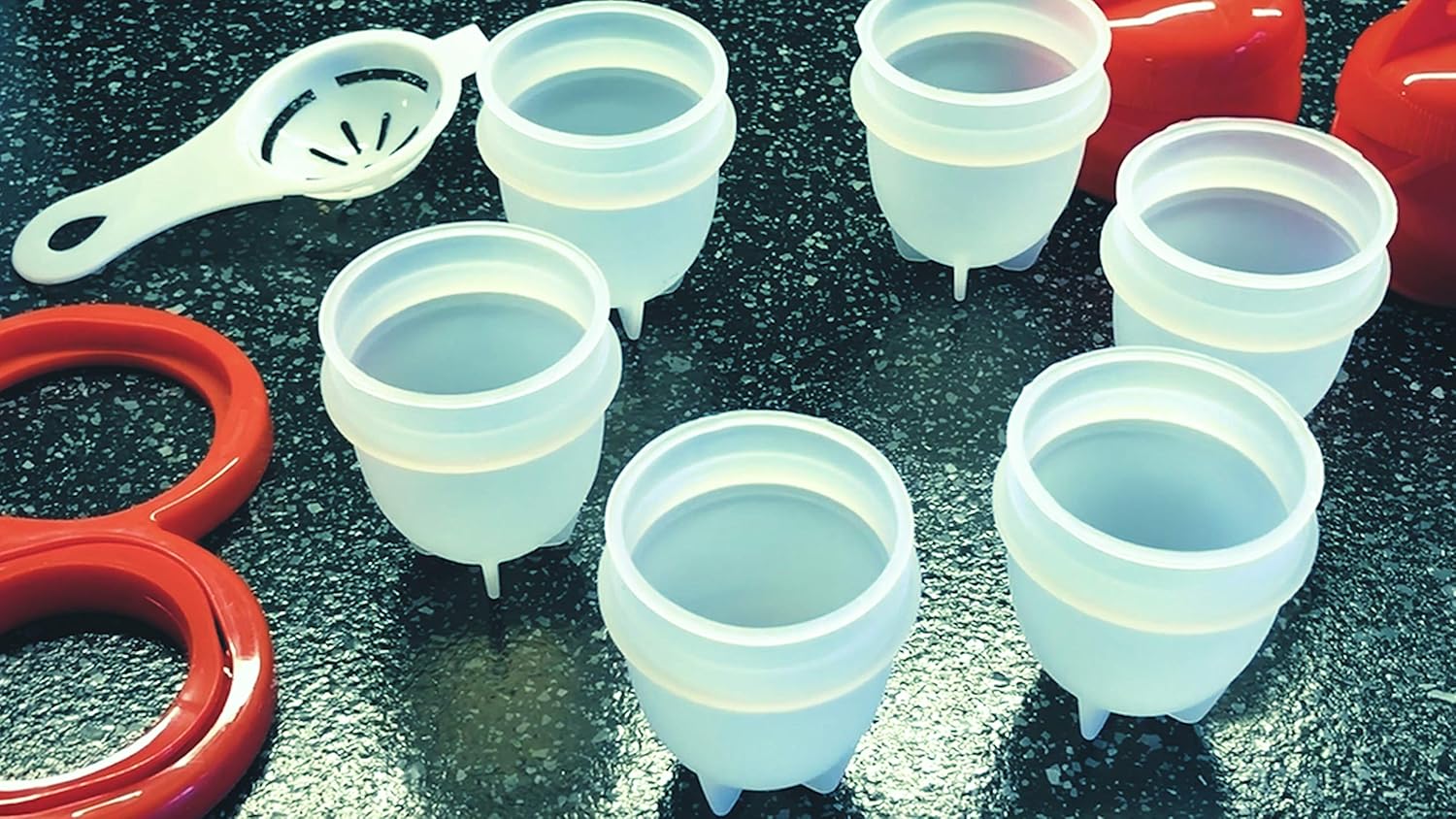Egg Cooker Hard & Soft Maker Egg Cooker,BPA Free, Non Stick Silicone, As Seen On TV Hardboiled System Cups-Silicone Bites Molds (6PACK) (With Holder)