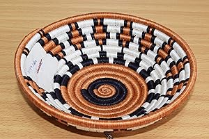TEMBO AFRICA Hand Woven African Basket Rwanda 8 Inches, African Market Baskets with Handles