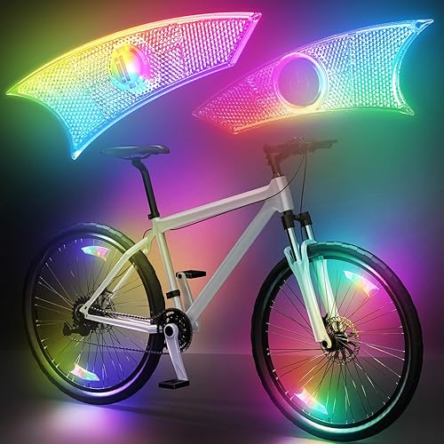 Paquete de 4 luces LED para rueda de bicicleta, luces ultra brillantes para radios de bicicleta, IPX5 impermeable, luz de bicicleta de color con