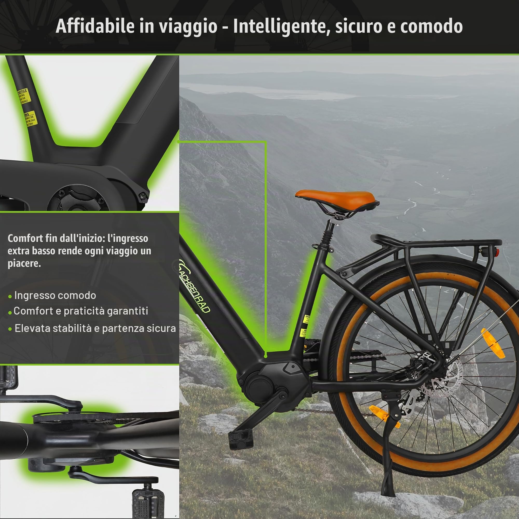 C5 Bici Elettrica Trekking 27,5'' ATB, Motore Centrale ANANDA 70Nm, 540Wh Batteria rimovibile, 9 Velocità, Freni Idraulici, E-Bike da Turismo per Uomo e Donna, Conforme UE, Modello 2026