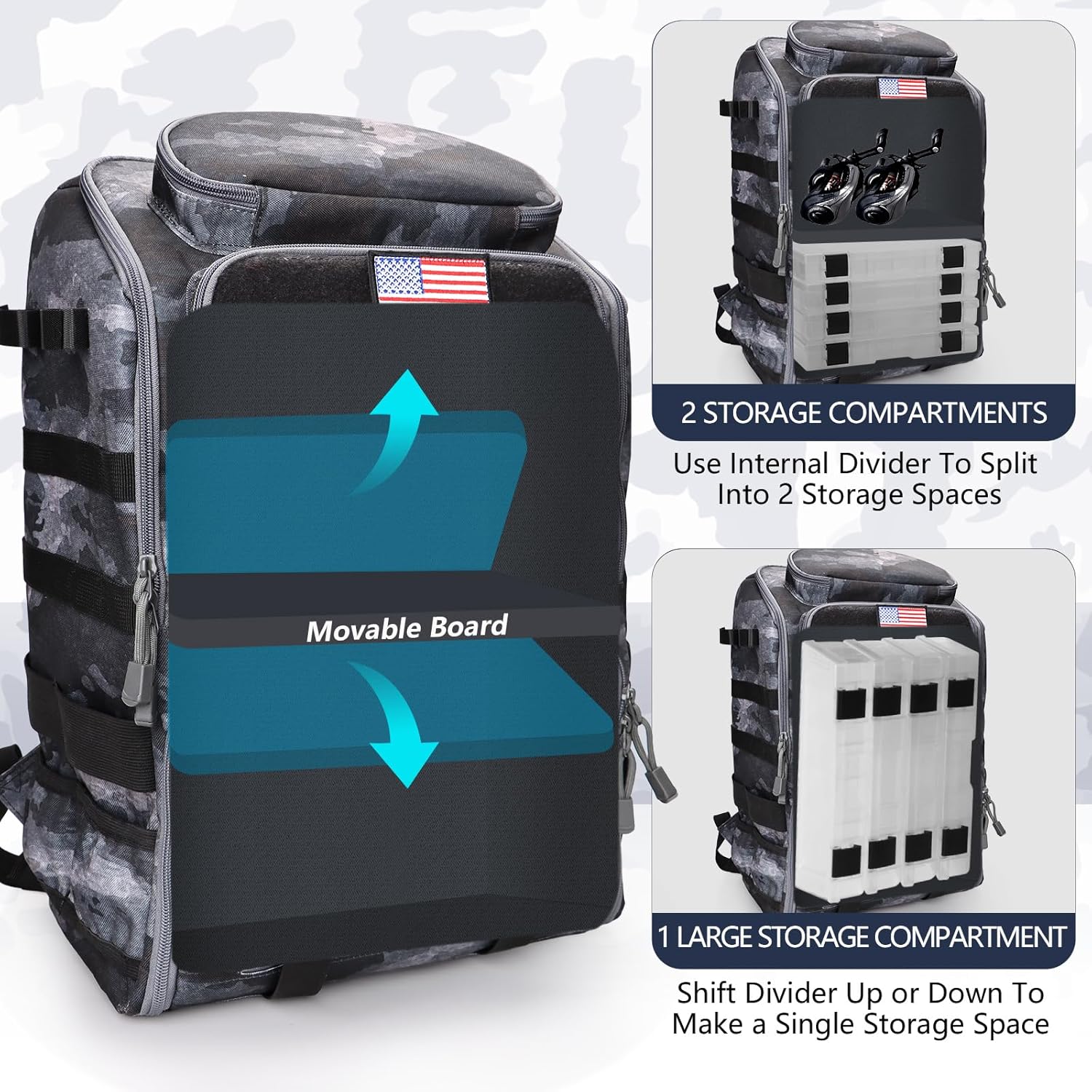 Fishing Backpack with Rod Holders, Ultimate Tackle Box Bakpack for Men, 42L Large Tackle Bag Store Fishing Gear