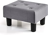 Vista 8 de BRIAN & DANY Taburete pequeño para pies, taburetes de lino con patas, reposapiés pequeño estable para sala de estar, beige