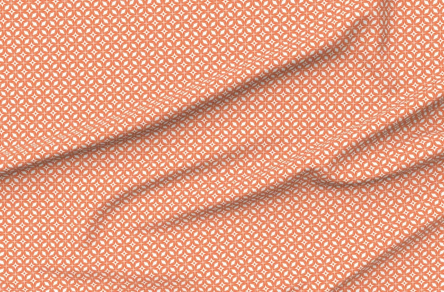 Spoonflower Fabric - Mid Century Modern Geometric Orange Geo Retro Star Vintage Traditional Printed on Petal Signature Cotton Fabric Fat Quarter - Sewing Quilting Apparel Crafts Decor