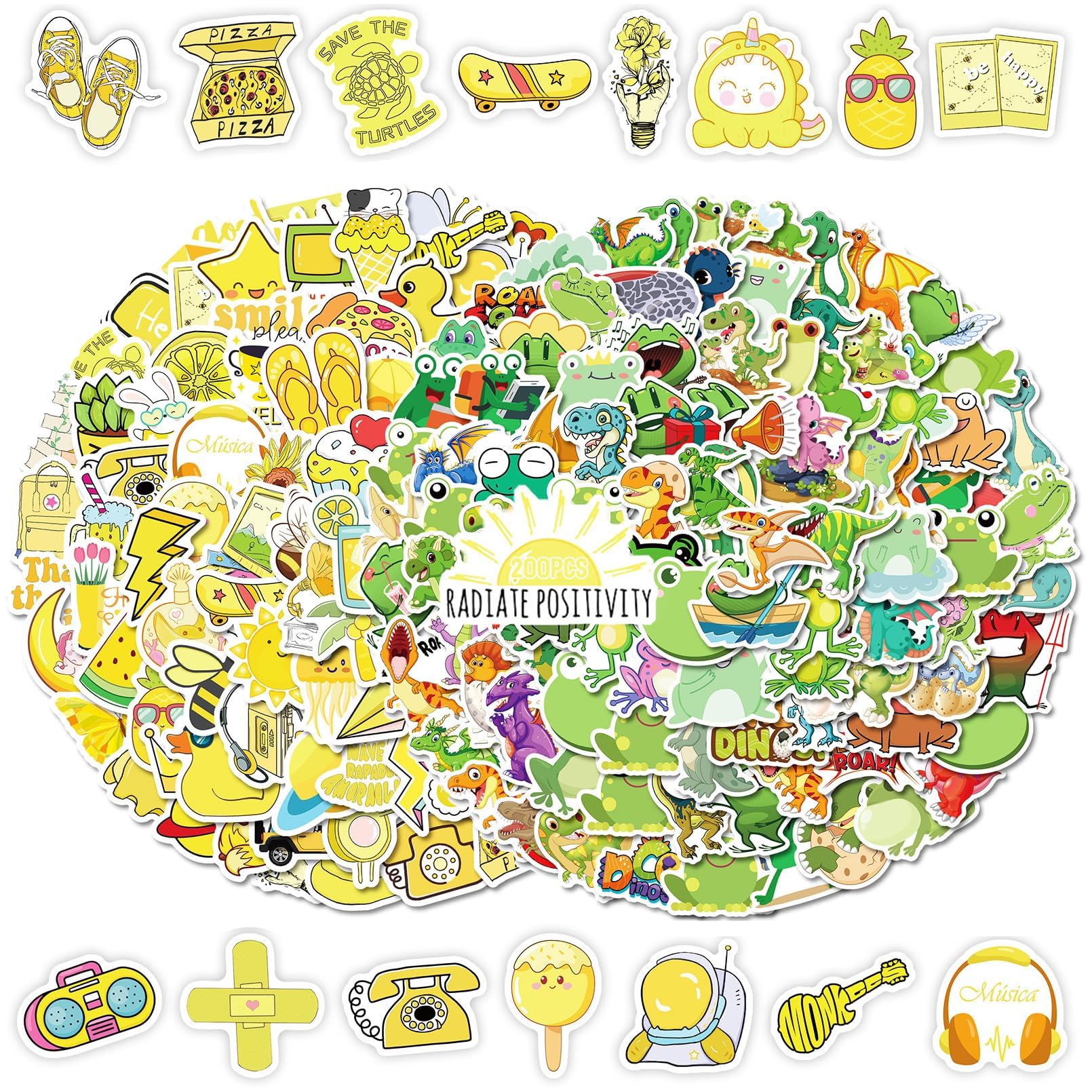 VERKSTAD Christmas Stickers 200 Pcs, Cartoon Water Bottle Sticker, Waterproof Cute Skateboard Luggage Laptops Bumper Holiday Decorations and