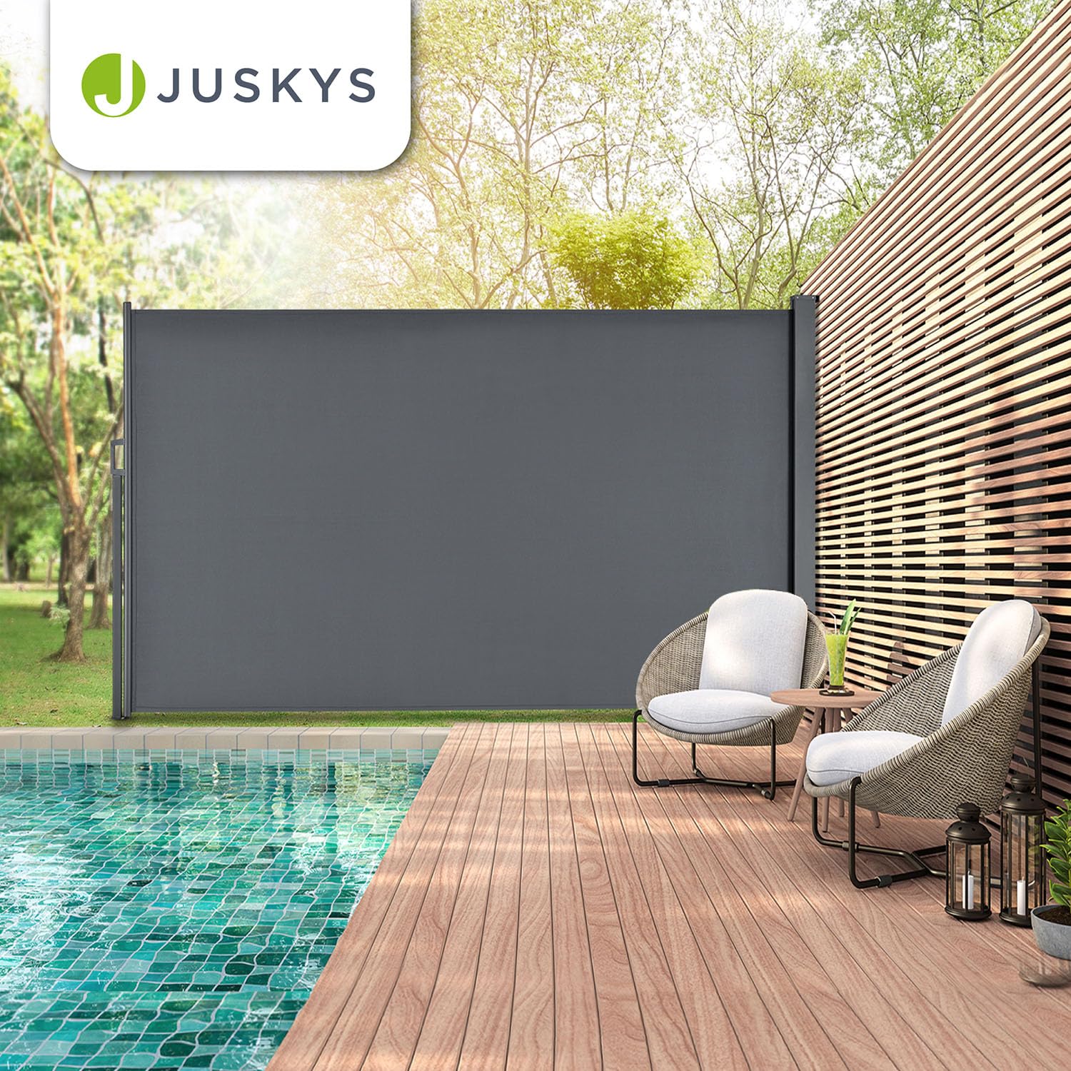 Juskys Tenda laterale Dubai 500 x 160 cm estensibile coprente frangivista frangivento balcone terrazza antracite