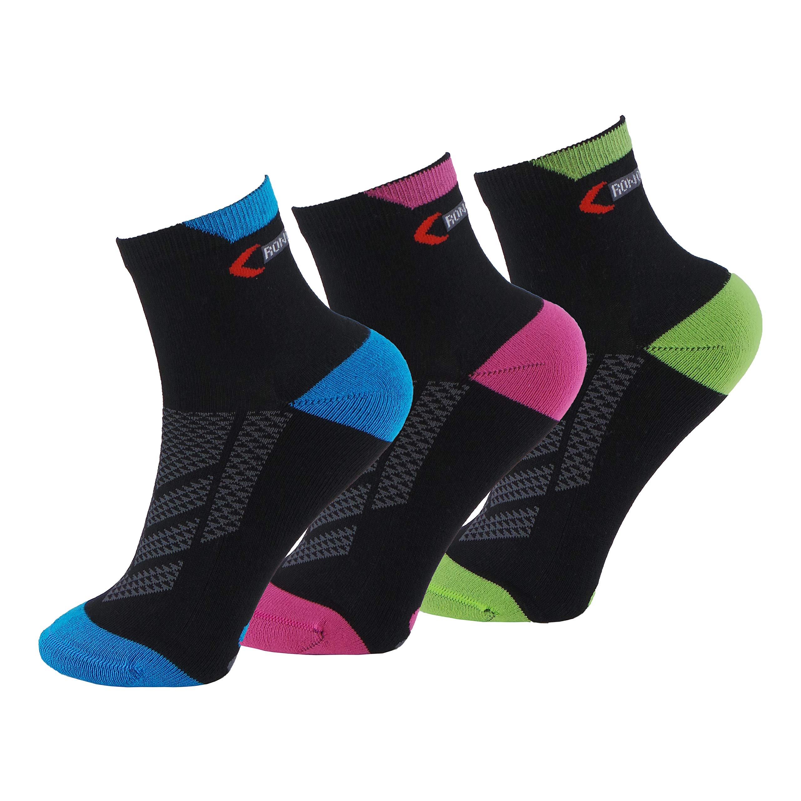 Calzini da donna senza cuciture, per running, ciclismo, tennis, paddle,da donna, con punta e tallone rinforzati, 3 paia. Calzini sportivi alla caviglia. Anti-sfregamento e con gommini anti-pressione
