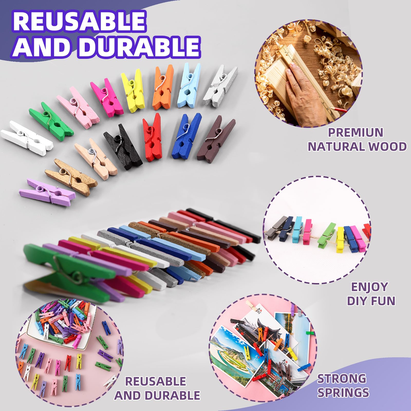 tuuli Houten wasknijpers voor strandlaken, strandstoel, jacht, kinderwagen, wasaccessoires, 2 stuks