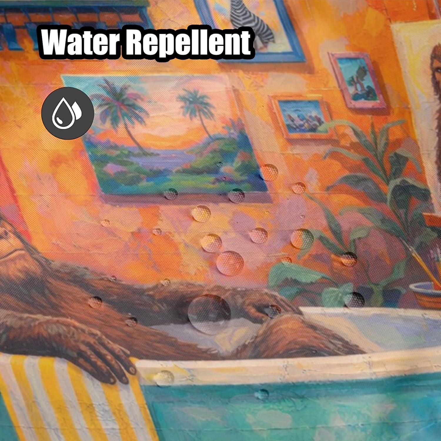 Funny Bigfoot Shower Curtain 70.8x70.8 Inch with Hooks Sasquatch Relaxing in Bathtub Design Fabric Bathroom Decor Humorous Painting Art Quote for Bathtub