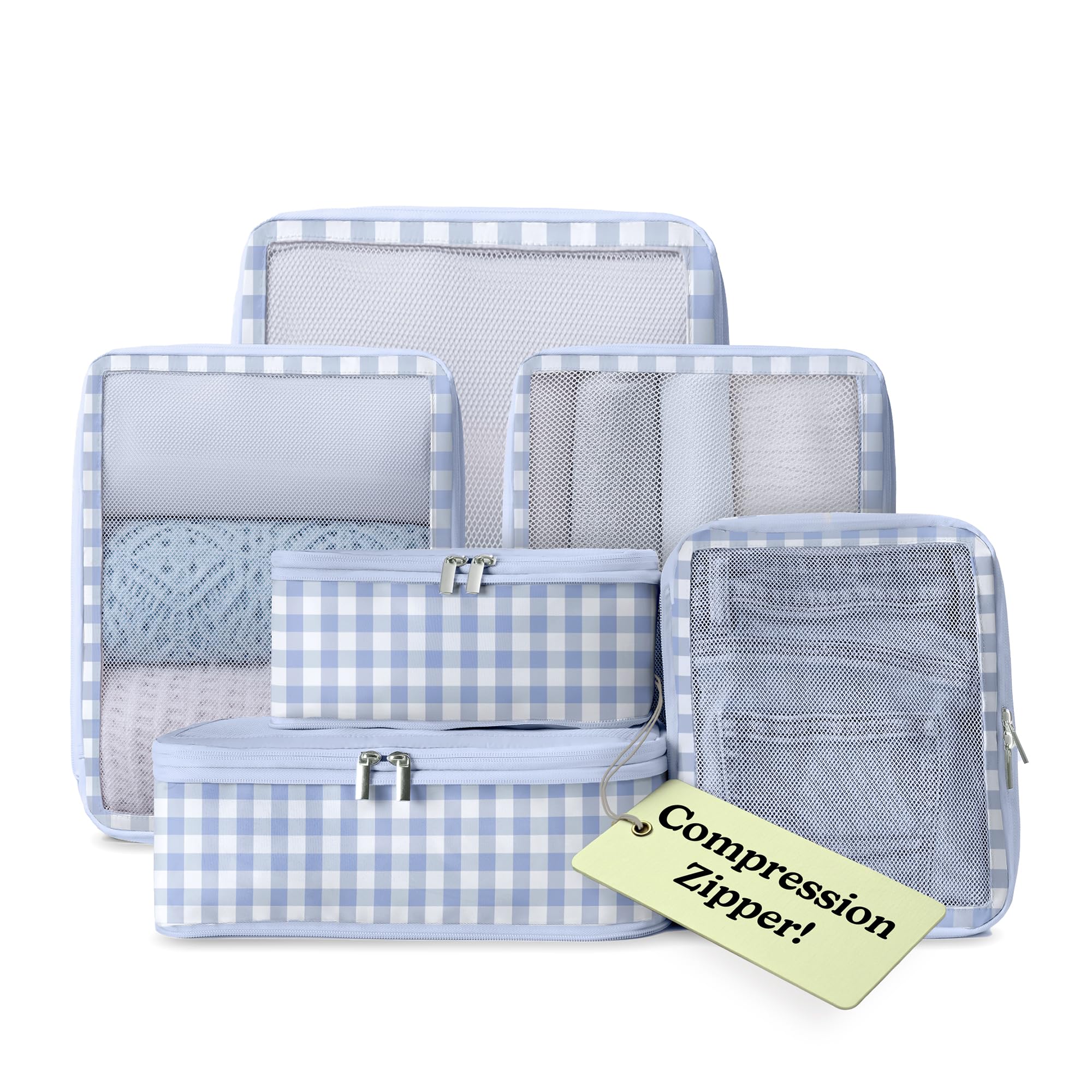 Vandel Space-Saving Compression Packing Cubes for Women, Men, 6-Pack Compressible Carry On Suit Case Organizer Luggage Packing Cubes for Travel Compression Organizer Bags for Luggage, Suitcase Cube