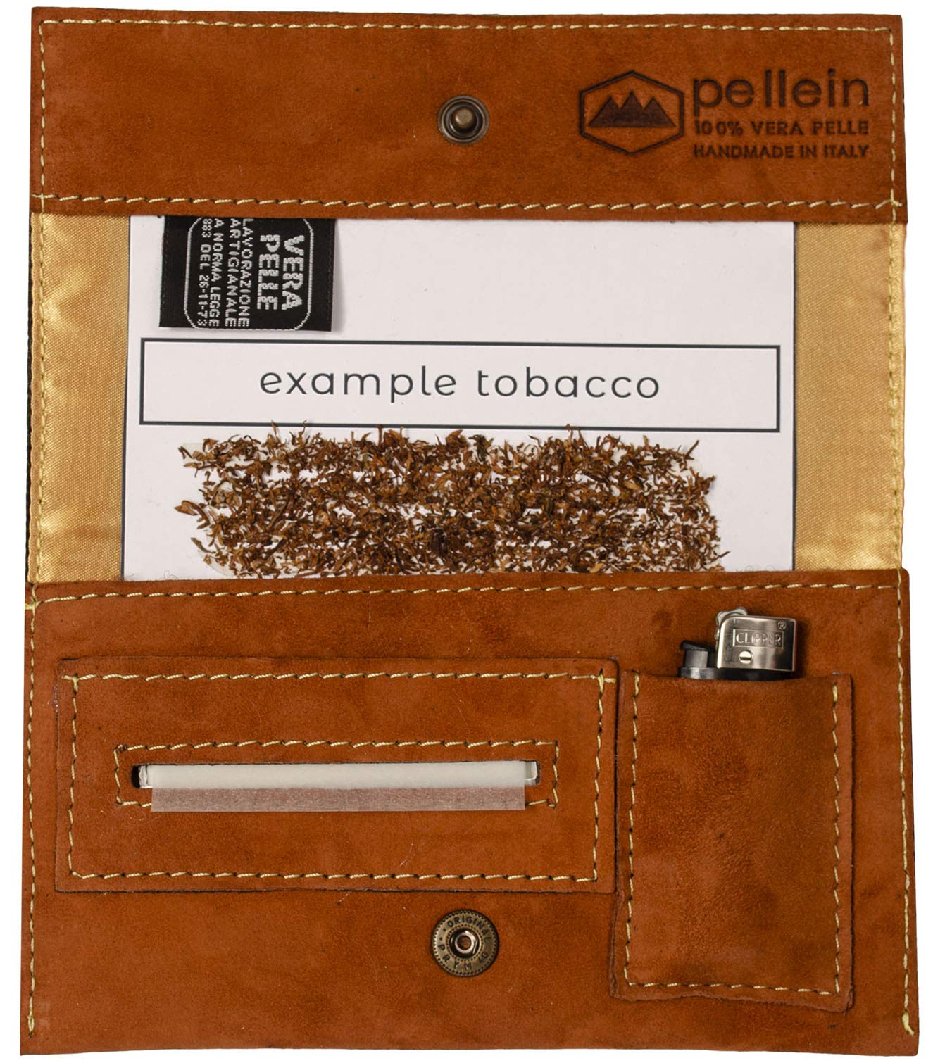 Pellein - Portatabacco in vera pelle Mexico - Astuccio porta tabacco, porta filtri, porta cartine e porta accendino. Handmade in Italy
