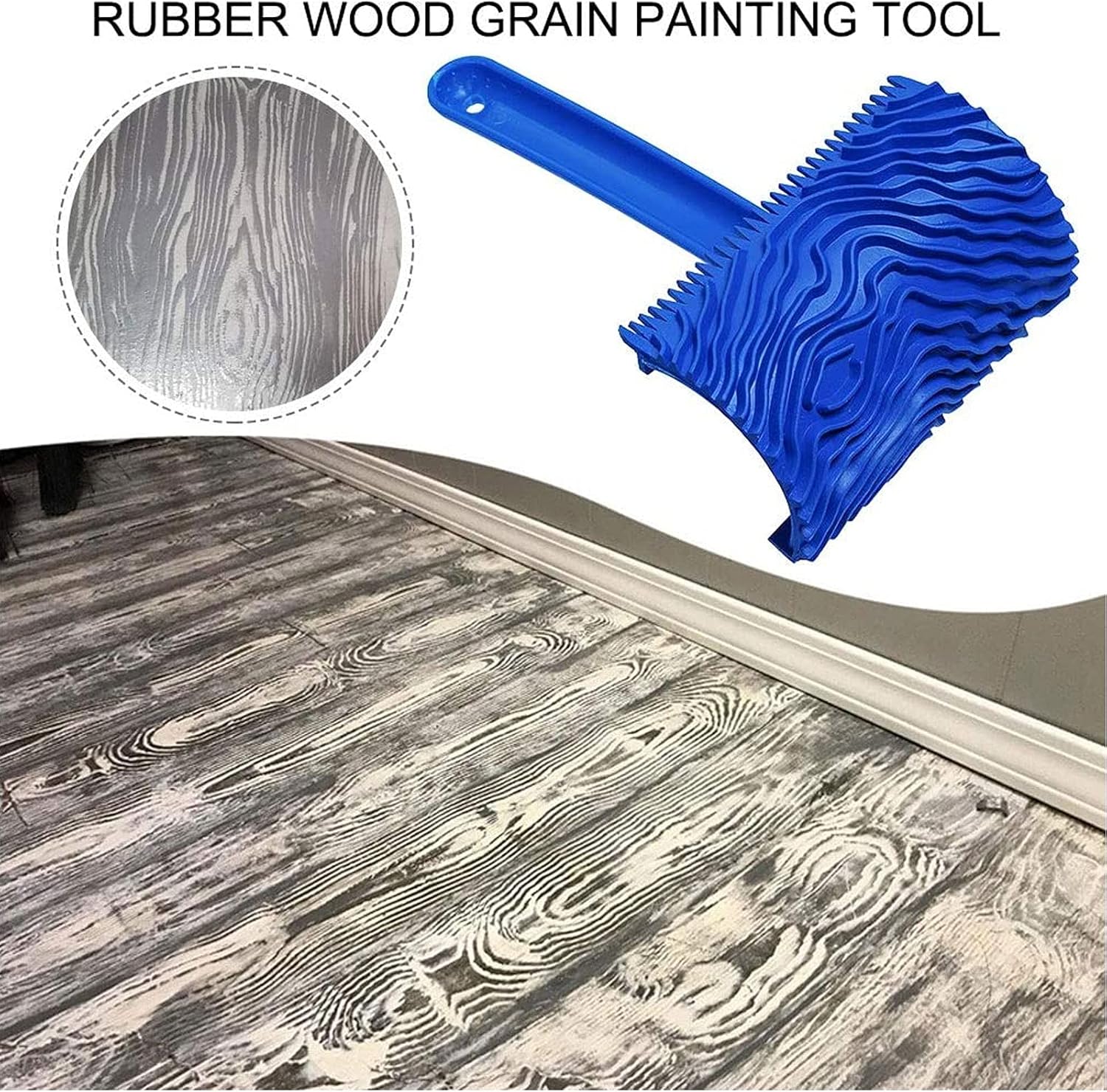4 Inch Art Wallpaper Imitation Wood Grain Tool with Handle Wall Decoration+7 Inch Empaistic Pattern Roller Painter+2 PCS Wood Graining Painting Tool,Wall Texture Art Painting Tool Set