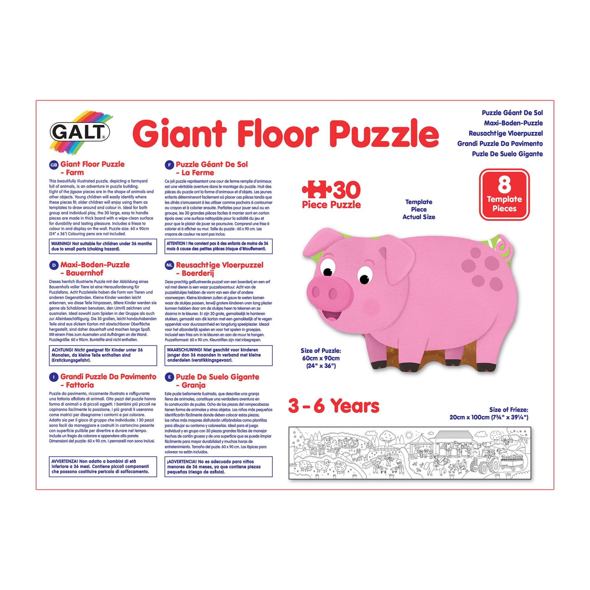 Galt Toys, Giant Floor Puzzle - Farm, Floor Puzzles for Kids, Ages 3 Years Plus