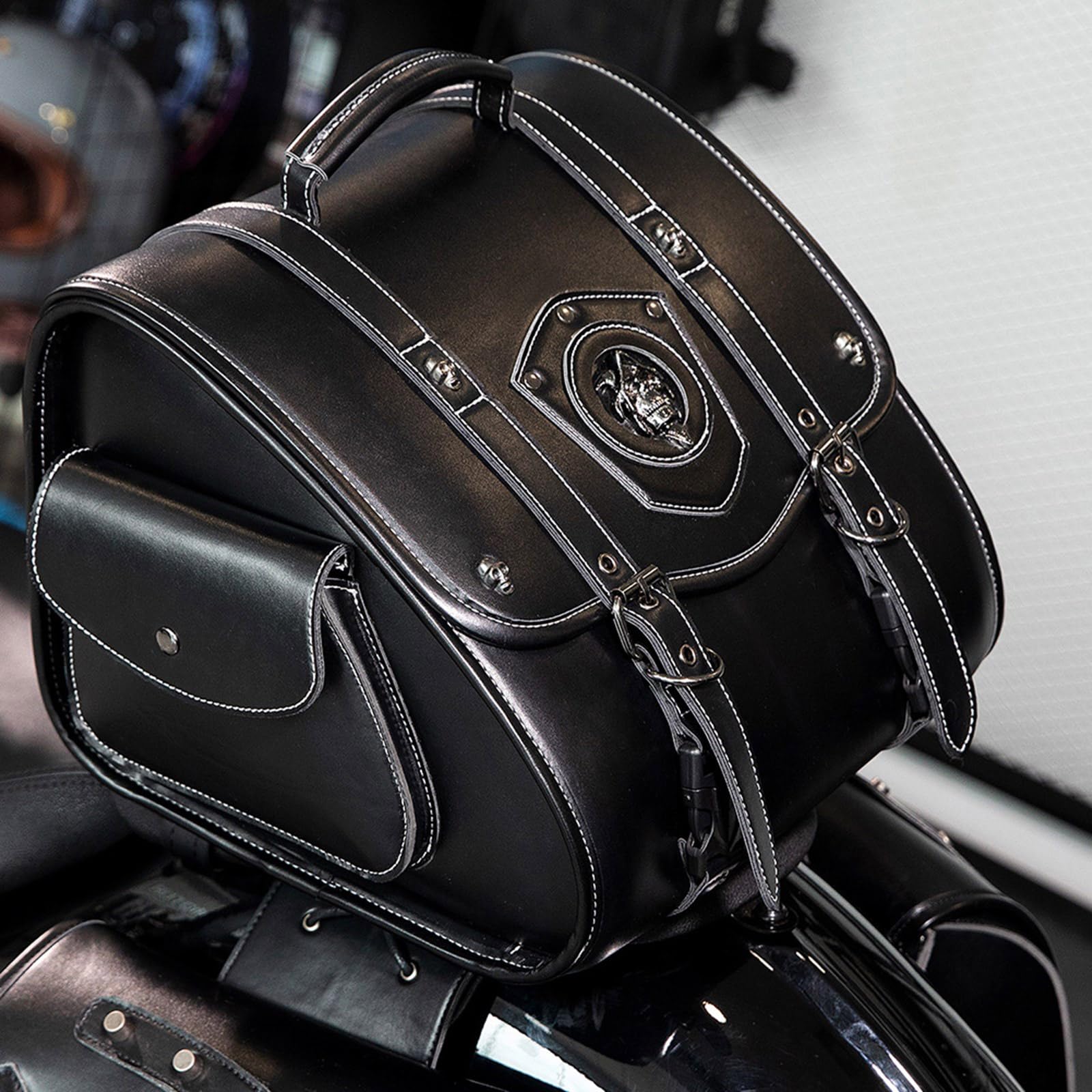 Sac à outils de moto Style rétro Sacoche de selle imperméable en cuir Sac de voyage Sac de selle