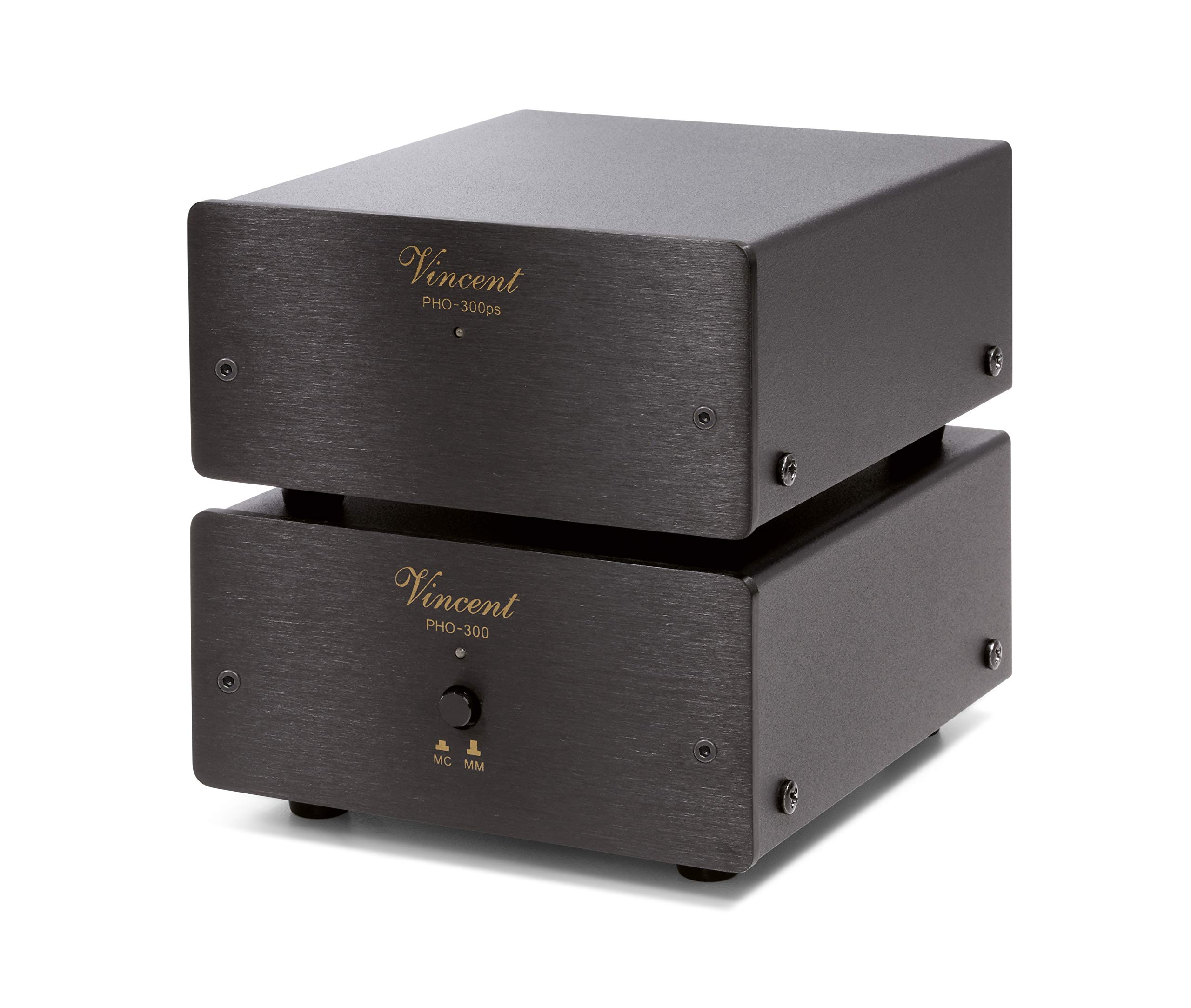 Vincent PHO-300 Préamplificateur Phono Haut de Gamme dans Un boîtier en Aluminium, Bloc d'alimentation Externe, pour Tourne-Disque avec systèmes d'échantillonnage MM et MC, Noir