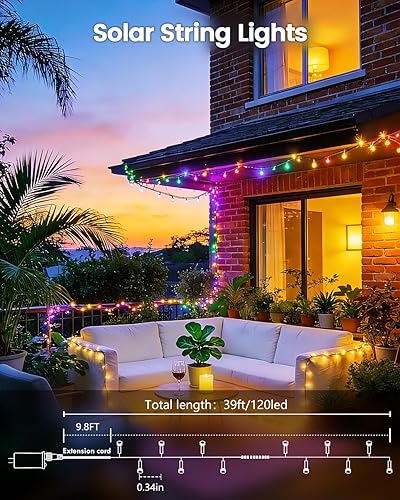 Miniatura 4 de OZS Paquete de 6 luces solares de cuerda de Navidad de 480 LED para exteriores, impermeables, 8 modos, luz solar para árbol, luces de Navidad