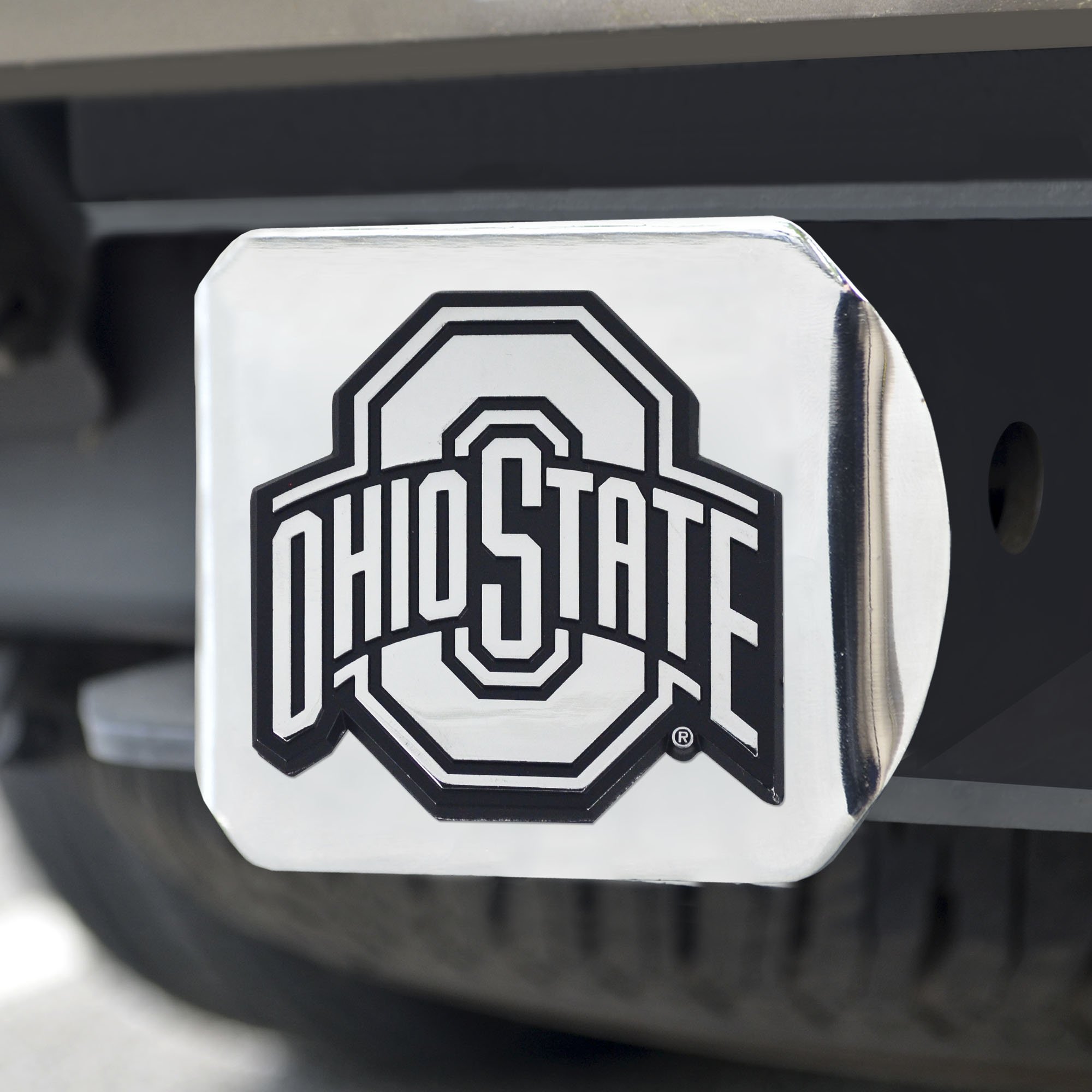 FANMATS - 15049 NCAA Ohio State University Buckeyes Chrome Hitch Cover 3.4"x4"