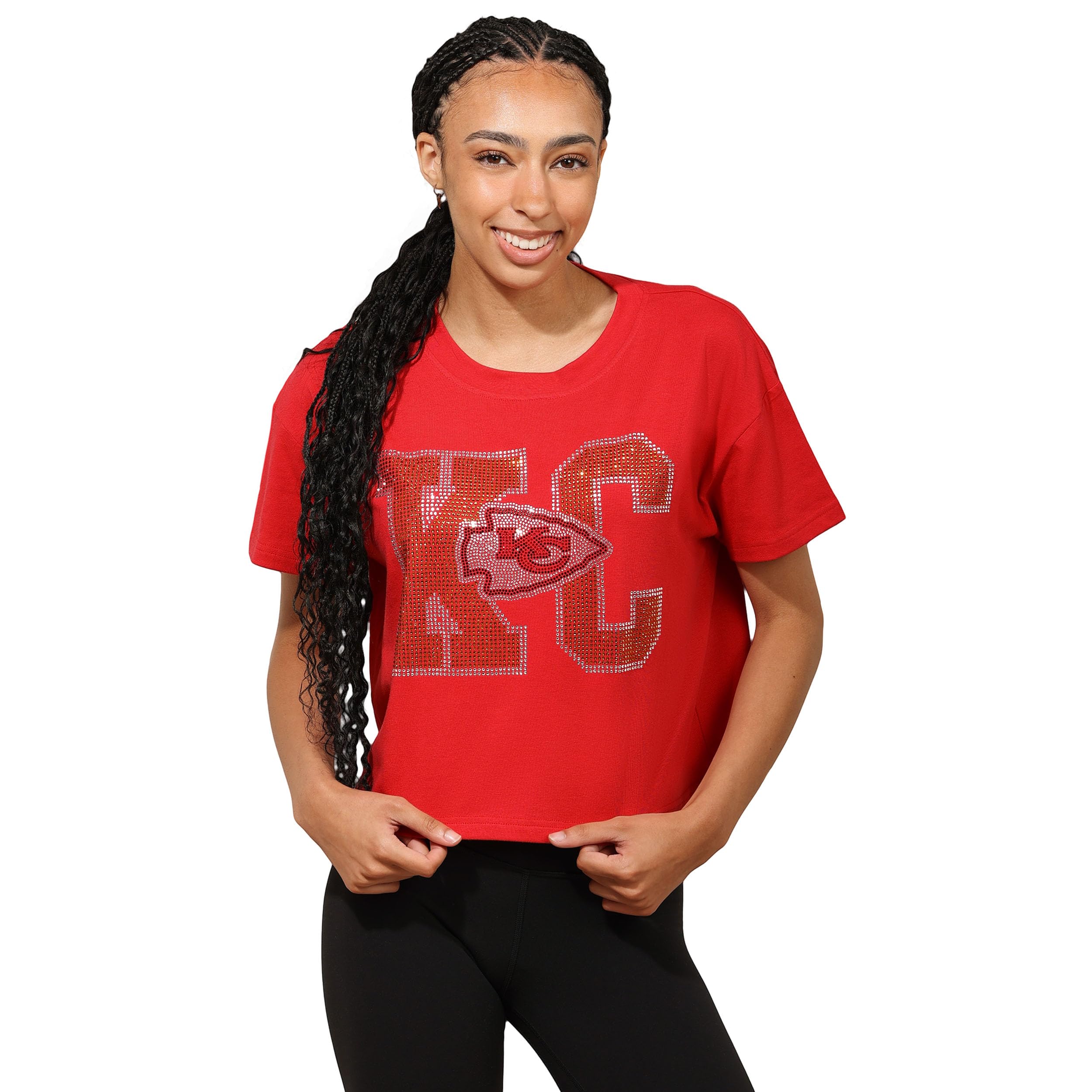 FOCO Damen NFL Team Strass Logo Crop Top