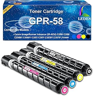 Ledes 4 Pack High Yield GPR58 Toner Cartridge Replacement Compatible for Canon GPR-58 GPR 58 ImageRunner Advance iR-ADV C256 C256iF C356 C356iF DX C257 C257iF C357 C357iF (23000 Pages, BK, C, M, Y)