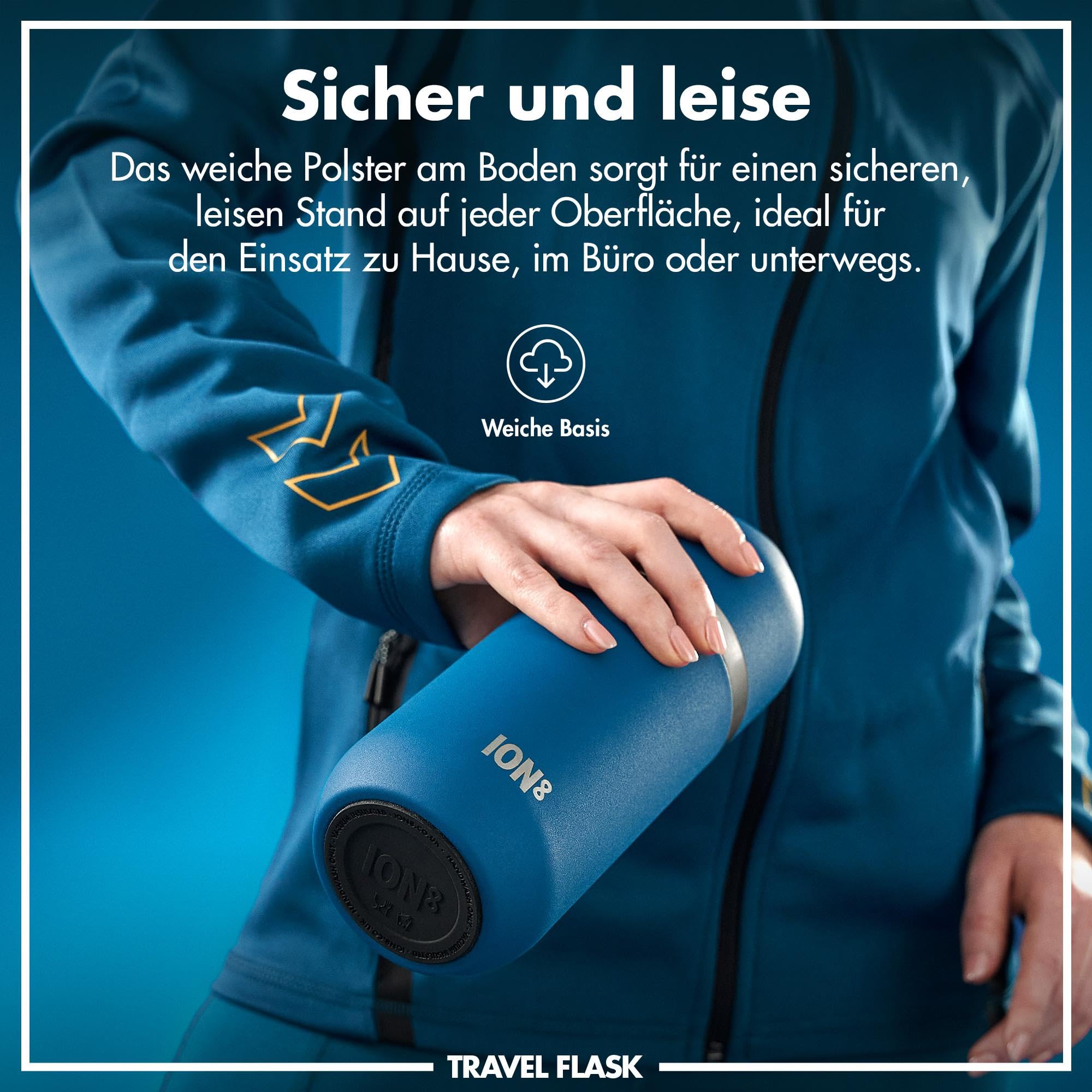 ION8 Vakuumisolierte ThermoShield-Flasche für Heiße oder Kalte Getränke,Großer Isolierter Becher,2-Tassen-Kapazität, Magnetverschluss und Weiches Bodenpolster Stilvoll und Umweltfreundlich,Tiefes Teal