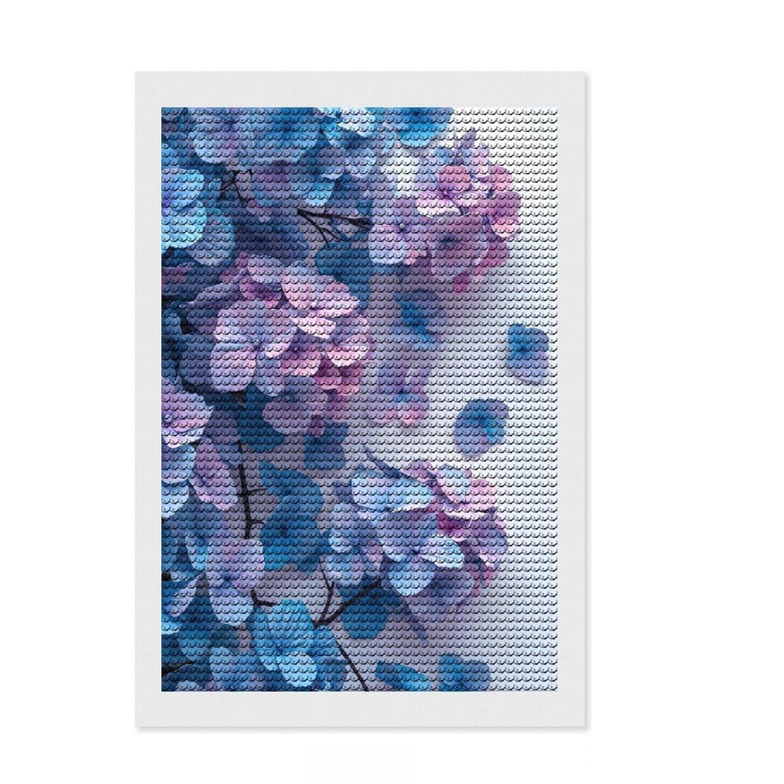 Junmoney Hydrangea Flowers Round Drill Diamond Painting 8"x12", for Teens, Farmhouse Decor, Pleasing Wall Art Project, Festive Craft Gift