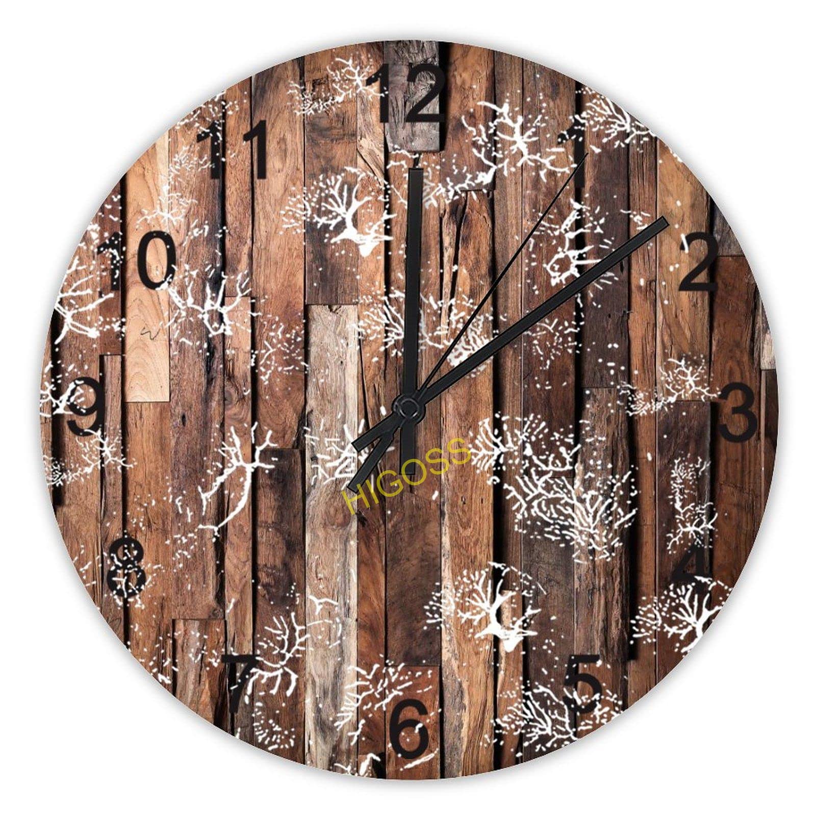 Horloge murale facile à lire en bois véritable de 38 cm