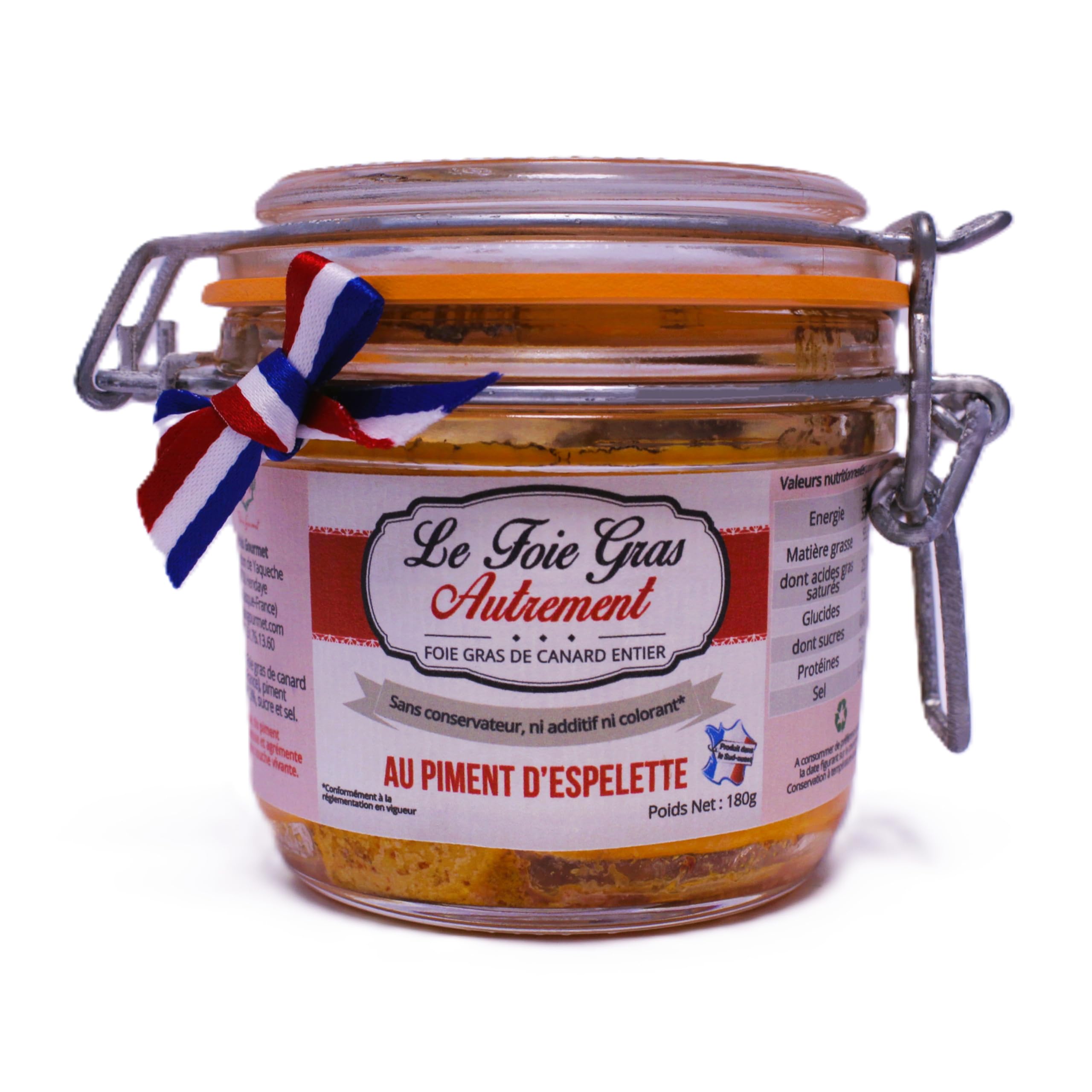 Relais Gourmet Foie Gras de Canard Entier au Piment d'Espelette AOP 180 g | Artisanal Français | Sans Conservateurs, Additifs ni Colorants | Saveur Subtile & Authentique du Sud-Ouest