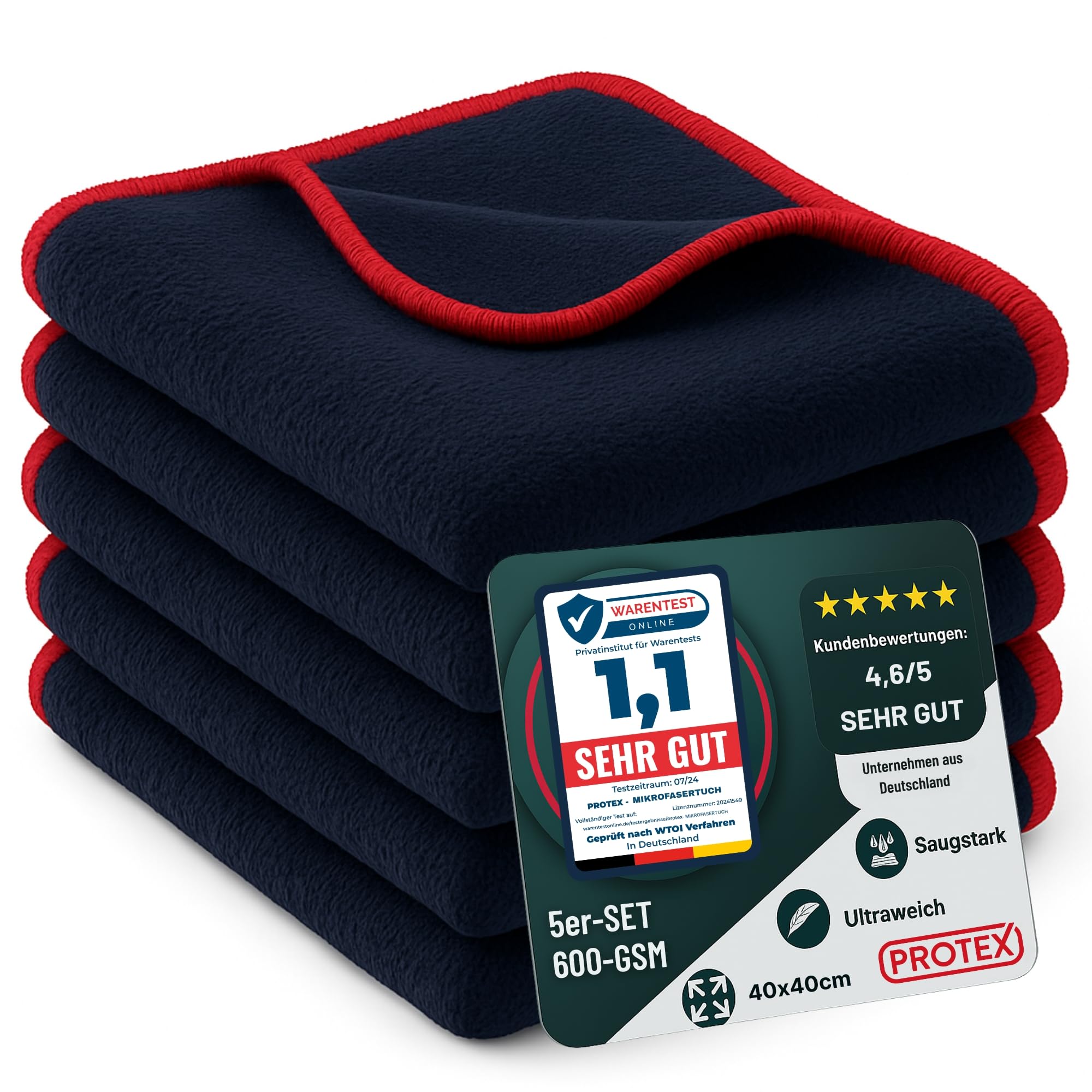 Chiffon en microfibre PROTEX lot de 5 pour effacer les traces de doigts