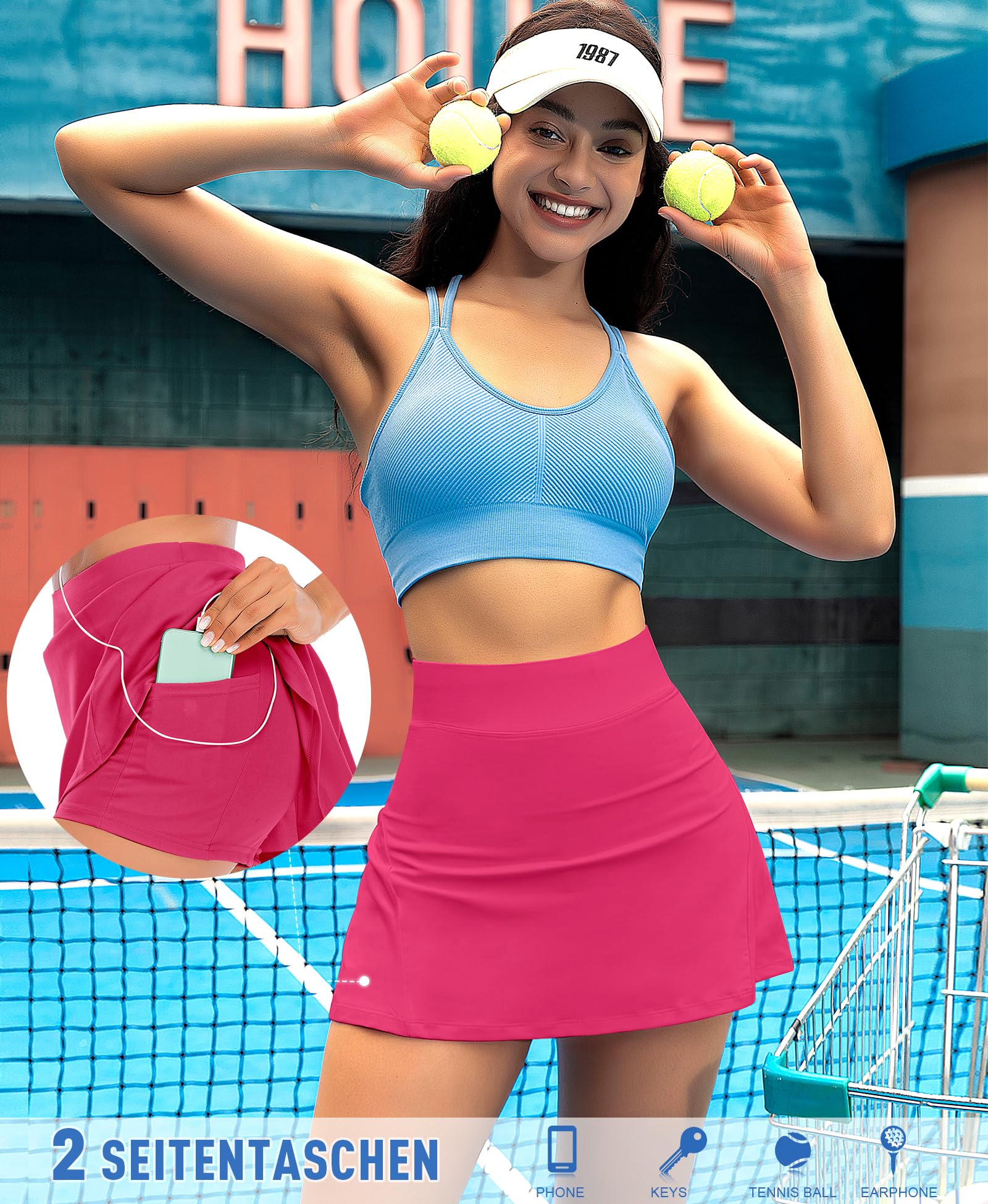 JoyGirl Falda de tenis para mujer con pantalones, falda plisada, cintura alta, falda corta, deportiva, golf, entrenamiento, correr, tenis, falda con bolsillos