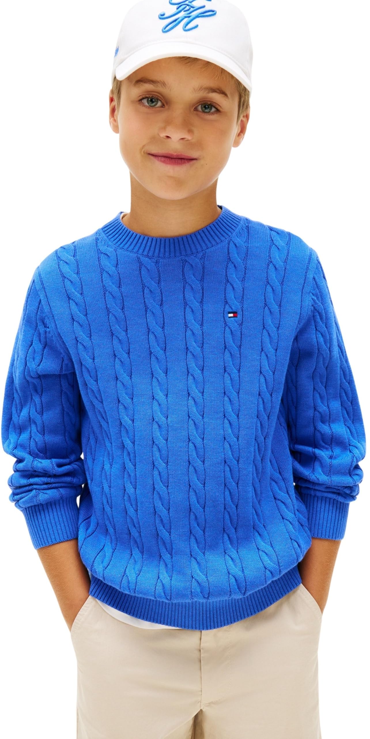 Tommy Hilfiger Cotton Cable Sweater Kb0kb09753 Maglioni Bambini e Ragazzi (Pacco da 1)