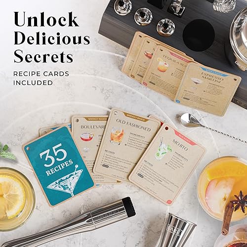 Miniatura 5 de BARE BARREL Mixology Bartender Kit Bar Set  Juego de coctelera Martini de 14 piezas  Herramientas profesionales de mezcla de barware para el hogar