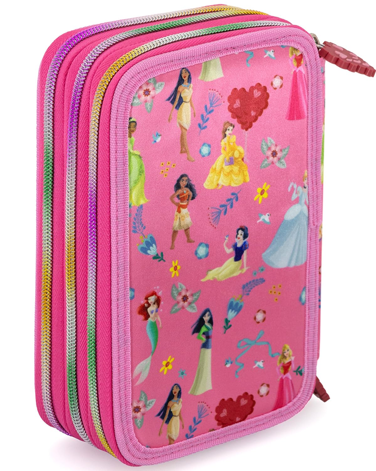 Plumier Triple 45 Piezas para Disney Princesas Fan – Estuche Escolar Completo con Bolígrafos Gel Borrables, Lápices 4.0 mm, Rotuladores, Tijeras, Pegamento – Ideal Primaria y Regalo niña Clondo