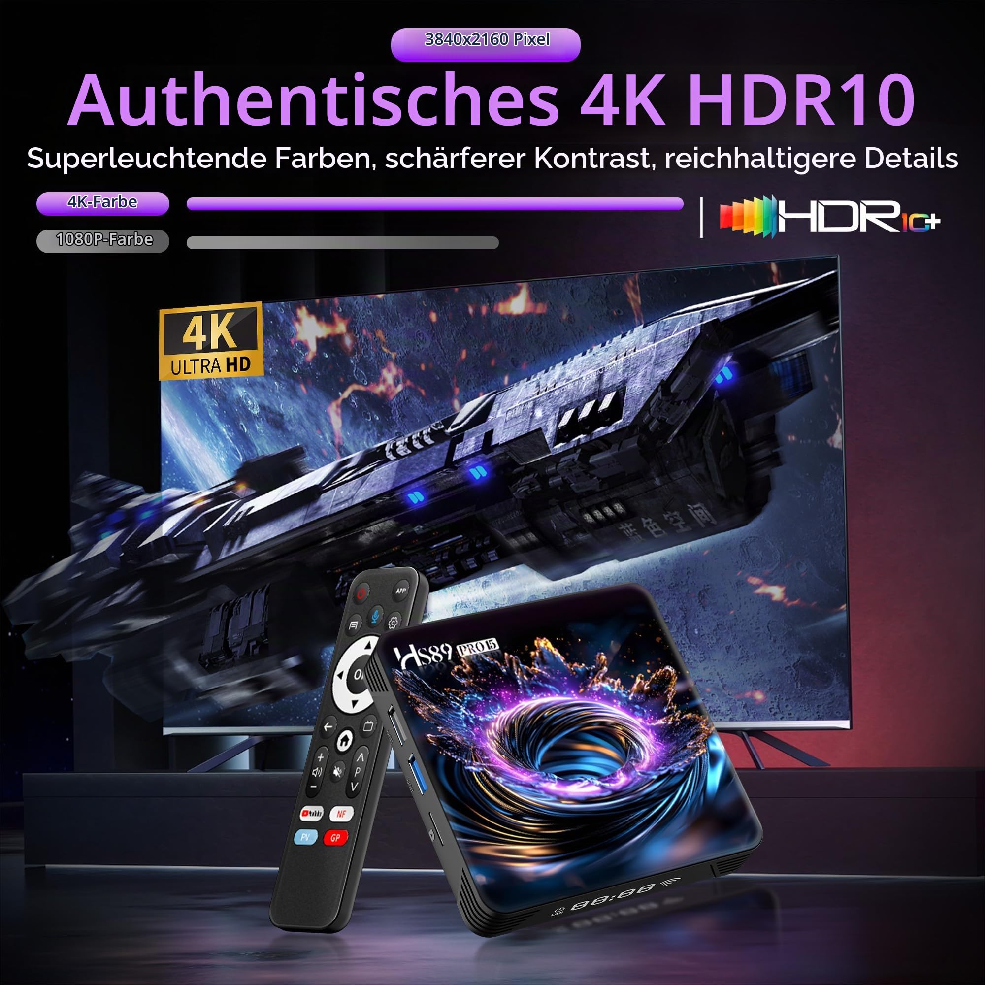 Android TV Box 14.0, 4GB RAM 32GB ROM RK3539 Quad-Core, Dual WiFi 6, 4K