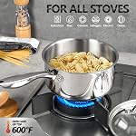 MICHELANGELO Saucepan ensemble 6pc, 18/10 Pâte à sauce en acier inoxydable avec couvercle, ensemble de casserole à sauce à fond Tri-Ply, casserole antiadhésive, compatible induction, 1QT & 2QT &3QT