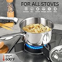 Vista 5 de Juego de sartenes MICHELANGELO 6 piezas, sartén de acero inoxidable triple con tapas de 1 cuarto de galón y 2 cuartos de galón y 3 cuartos de galón