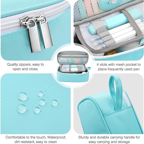 Miniatura 6 de Estuche portátil de gran capacidad para lápices, suministros escolares para estudiantes universitarios, niñas, niños y adultos (verde)