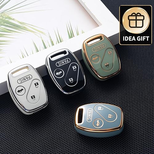 Miniatura 6 de Compatible con funda para llavero Honda con cordón de cuero, funda protectora para llave de automóvil Honda 2003-2012 Accord Civic EX Smart Control