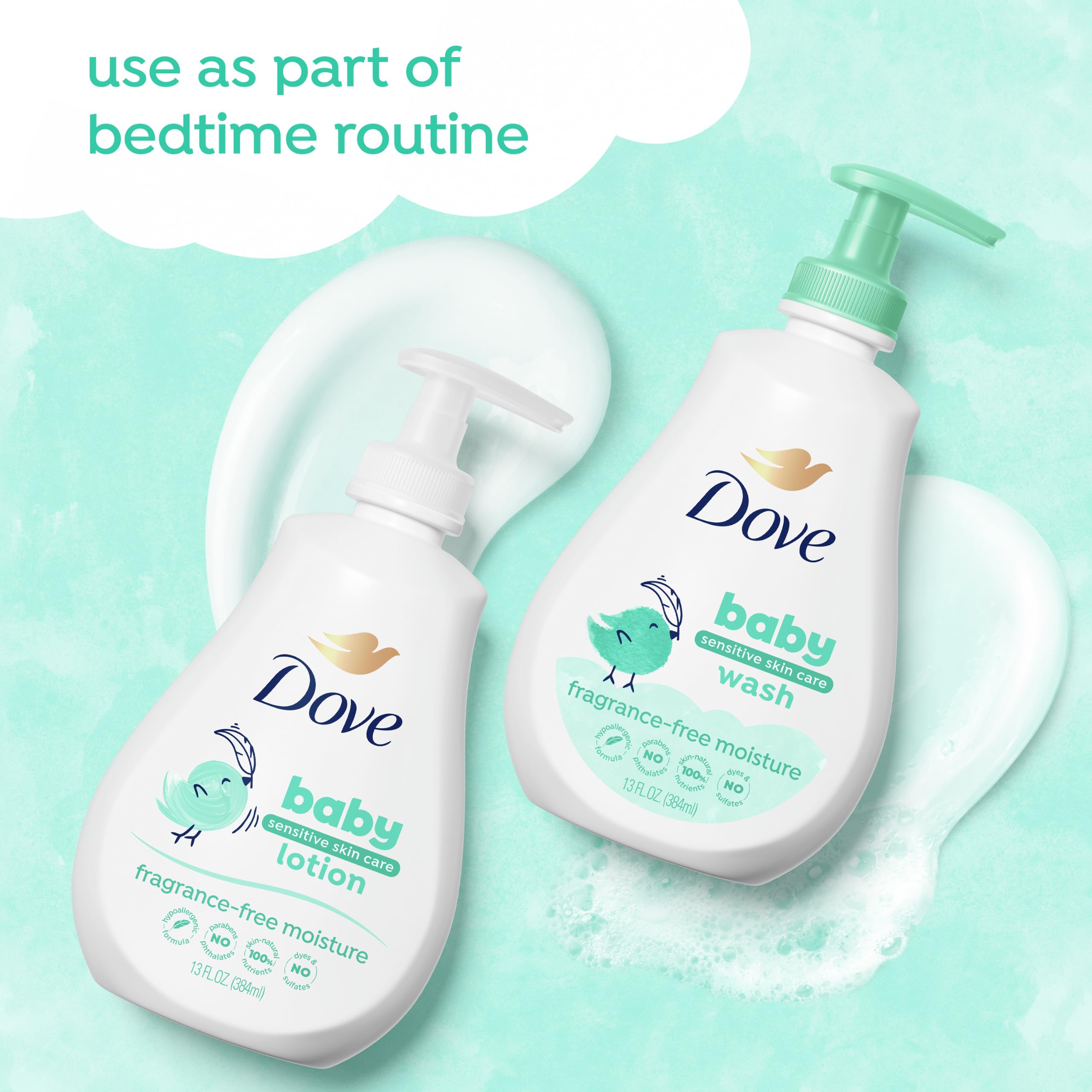 Baby Dove Sensitive Skin Care Baby Wash For Baby Bath Time Fragrance Free Moisture Fragrance Free and Hypoallergenic, Washes Away Bacteria 13 oz