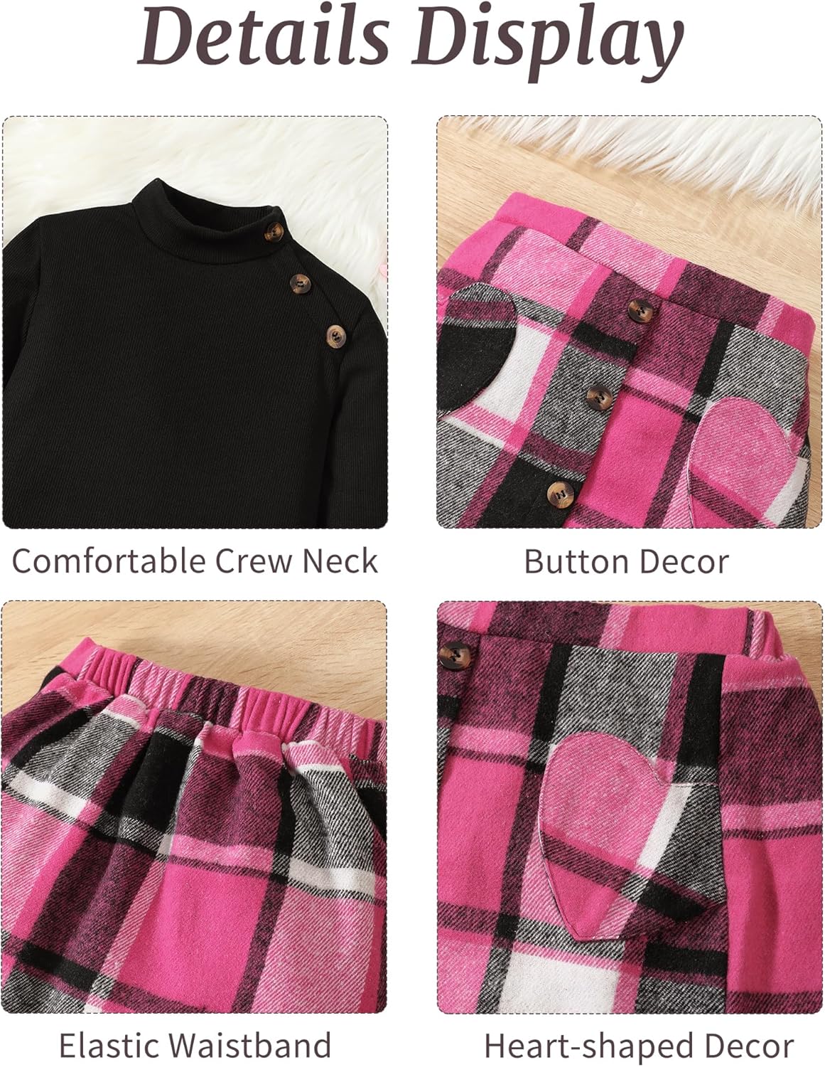 Cute Clothes for Girls Fall Winter Kids 2 Piece Outfits Sweater Plaid Skirt Tween Girls Clothing Dresses Set 8-12 Black-a 8 Years image 5 of 6 B0D9BHR9GG