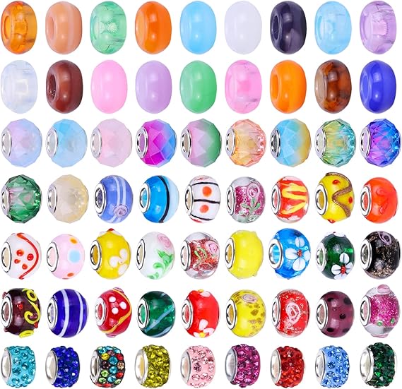 Victlov 100 Pieces Assorted European Craft Glass Beads